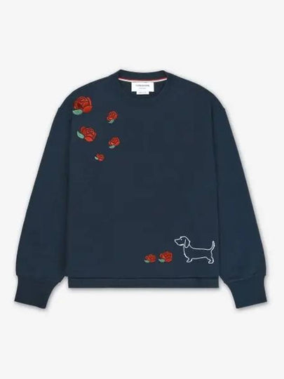 Loopback Hector Rose Oversized Crew Neck Cotton Sweatshirt Navy - THOM BROWNE - BALAAN 2