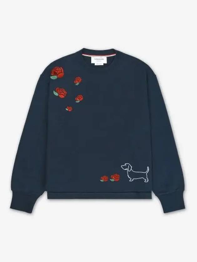 Loopback Hector Rose Oversized Crew Neck Cotton Sweatshirt Navy - THOM BROWNE - BALAAN 2