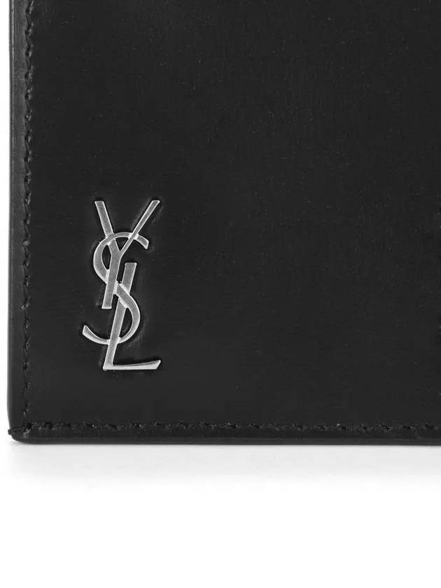 Tiny Cassandre Fragments Silver Hardware Leather Zipper Card Wallet Black - SAINT LAURENT - BALAAN 4