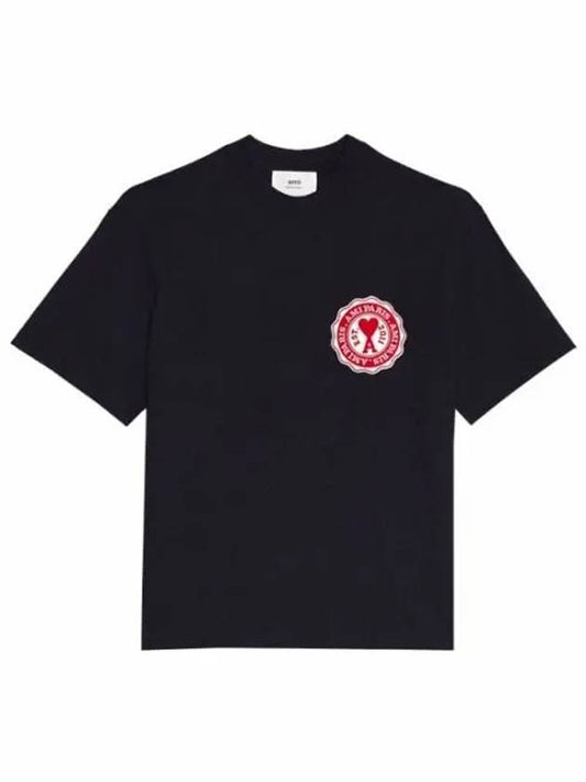 Heart Logo Patch Short Sleeve T-Shirt Dark Grey - AMI - BALAAN 2