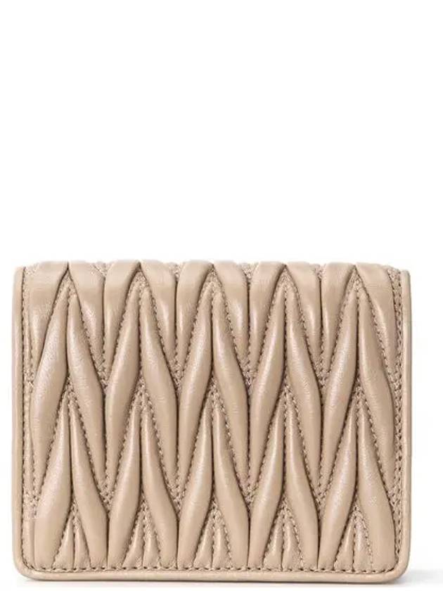 Matelasse Leather Half Wallet Beige - MIU MIU - BALAAN 4