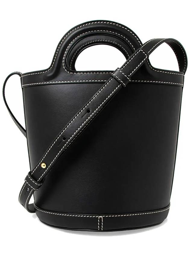 Tropicalia Leather Small Bucket Bag Black - MARNI - BALAAN 4