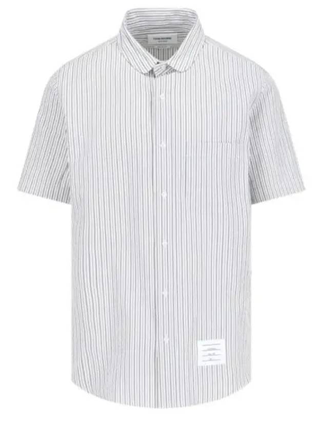 Men's Striped Short Sleeve Shirt White - THOM BROWNE - BALAAN 2