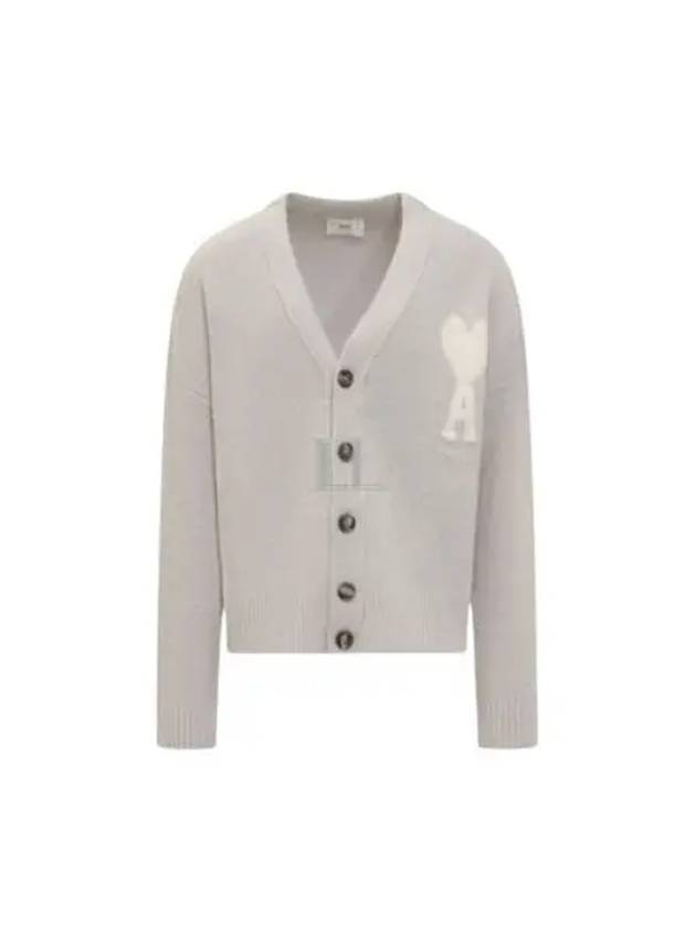 De Coeur V-Neck Cardigan Pearl Grey - AMI - BALAAN 2