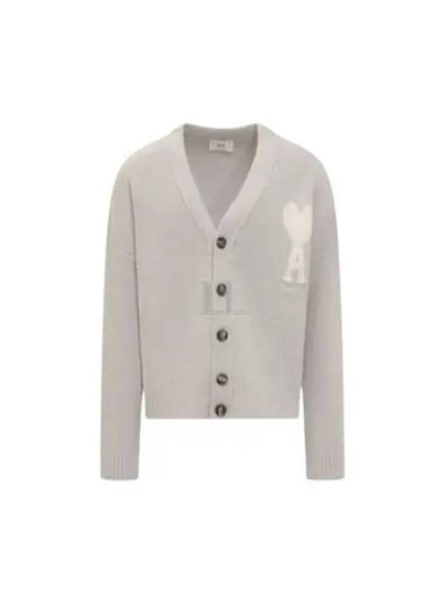 De Coeur V-Neck Cardigan Pearl Grey - AMI - BALAAN 2