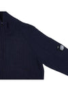 Lens Wappen Lambswool Zip-Up Cardigan Navy - CP COMPANY - BALAAN 5