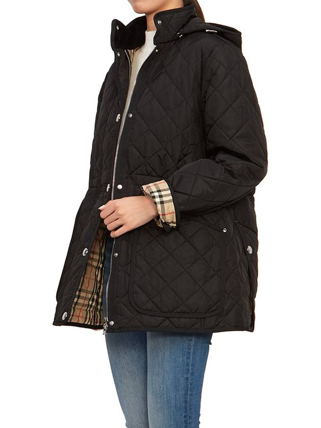 Diamond Quilted Long Nylon Jacket Black - BURBERRY - BALAAN 9