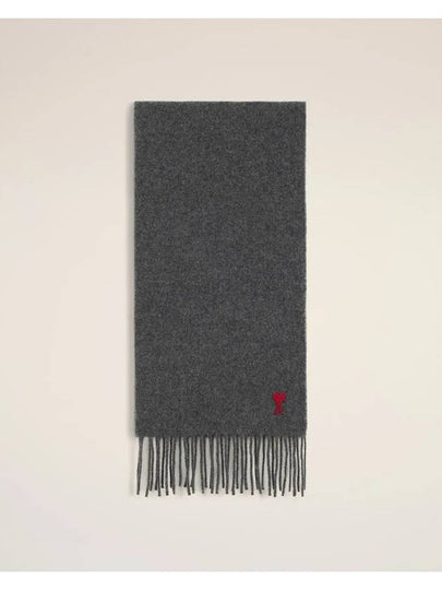 Small Heart Logo Wool Scarf Dark Grey - AMI - BALAAN 2