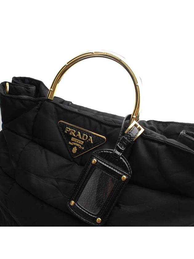 Black padded gold handle tote bag - PRADA - BALAAN 6