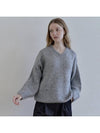 Boucle V neck Knit Pullover GRAY - AVANT-G - BALAAN 1