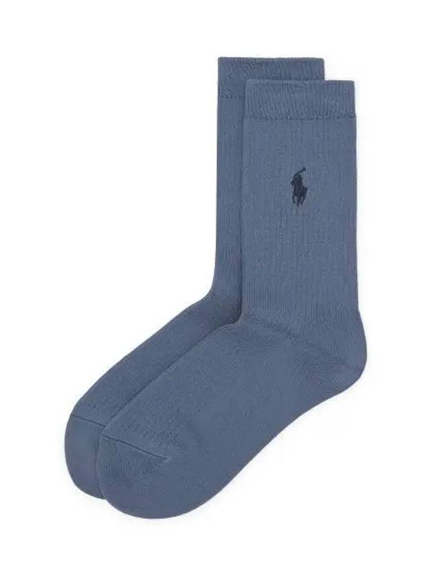 Polo Pony Logo Crew Socks Blue - POLO RALPH LAUREN - BALAAN 1