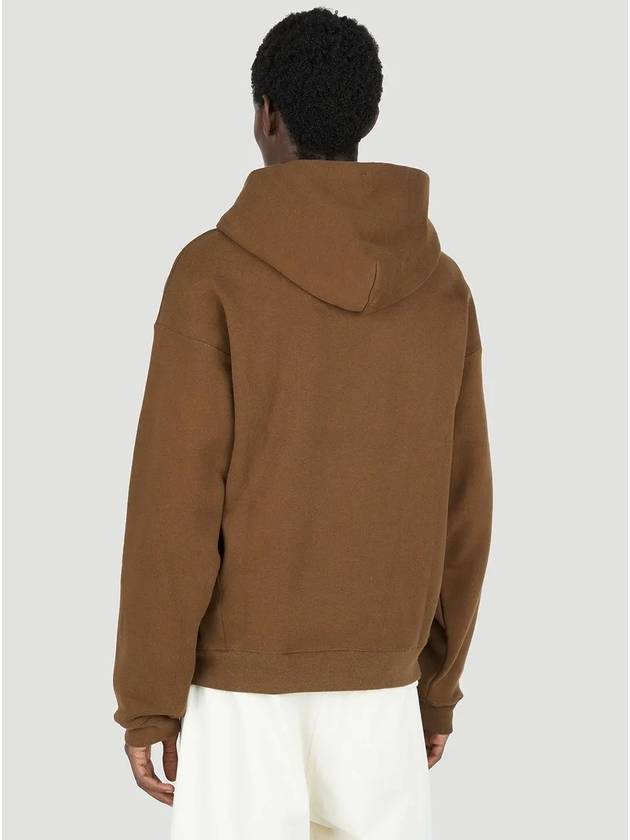 Drop Shoulder Drawstring Cotton Hoodie Brown - LEMAIRE - BALAAN 5