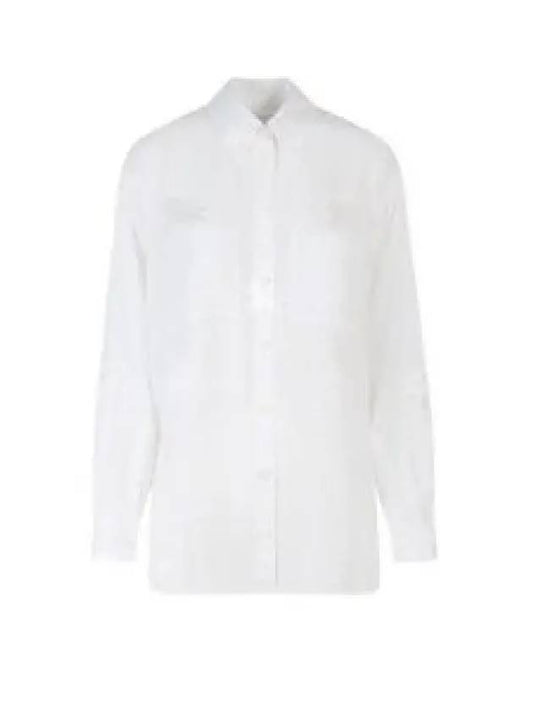 Women's EKD Jacquard Oversized Silk Shirt Optic White - BURBERRY - BALAAN 2