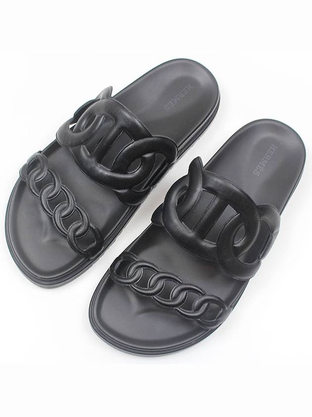 Extra Women s Sandals Slippers Noir Black 38 5 Size H222302Z - HERMES - BALAAN 5