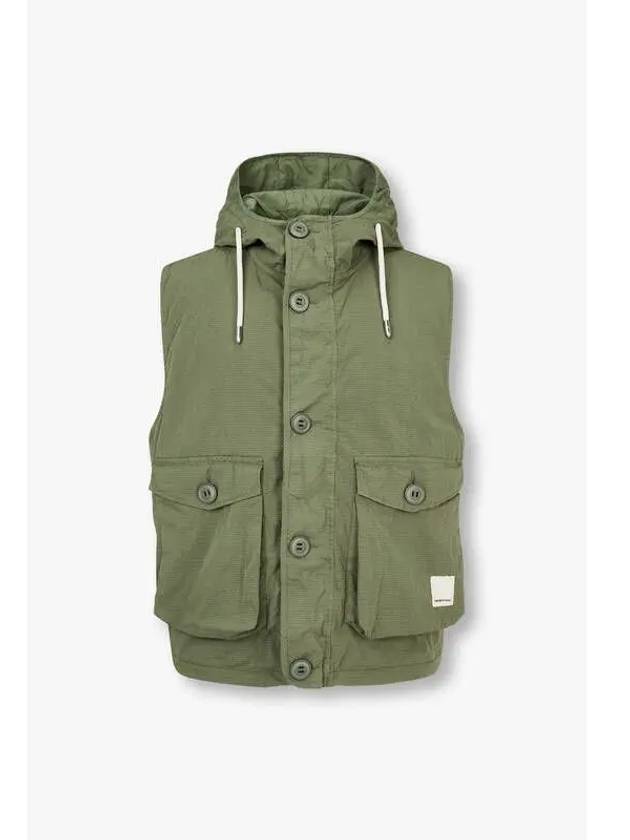 Men s Double Closure Hooded Vest Green - EMPORIO ARMANI - BALAAN 1