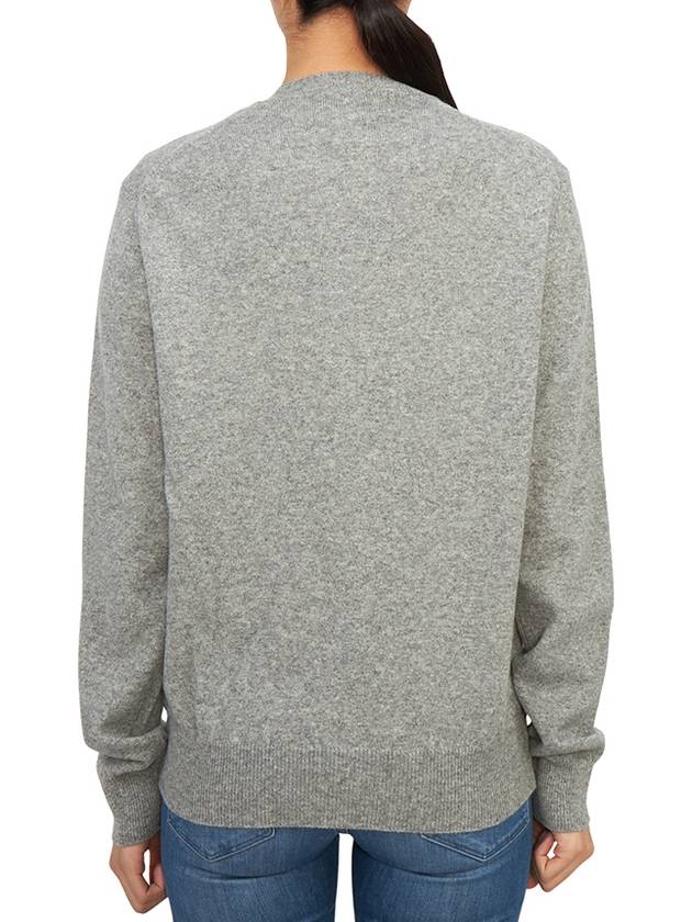 Black Wappen Wool Round Neck Cardigan Gray - COMME DES GARCONS PLAY - BALAAN 5