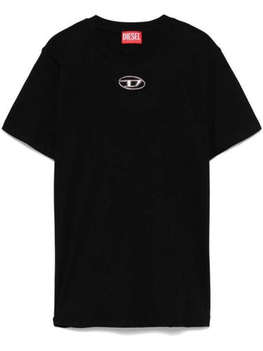 Oval D Logo Crew Neck Short Sleeve T-Shirt Black - DIESEL - BALAAN 1