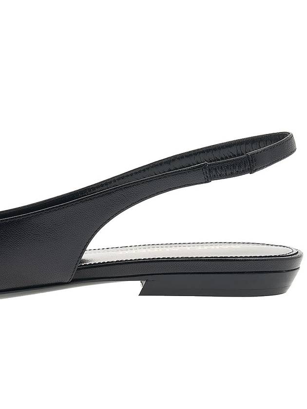 Anais Leather Slingback Flat Black - SAINT LAURENT - BALAAN 11