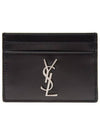 Monogram Card Case in Smooth Leather Black - SAINT LAURENT - BALAAN 3