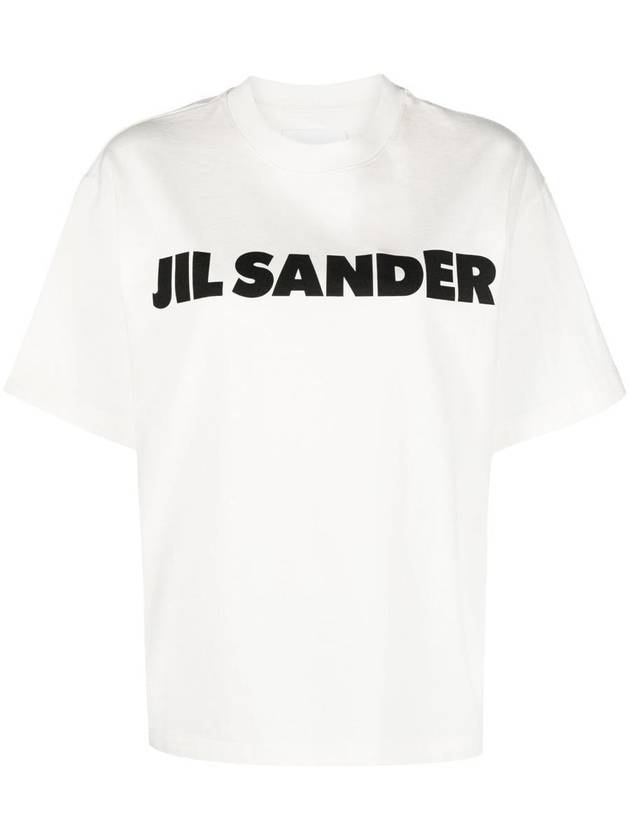 Jil Sander Crew Neck Short Sleeve Boxy T-Shirt With Printed Logo Clothing - JIL SANDER - BALAAN 1