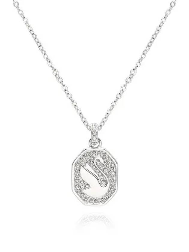 Swan Octagon Emblem Pendant Necklace Silver - SWAROVSKI - BALAAN 3