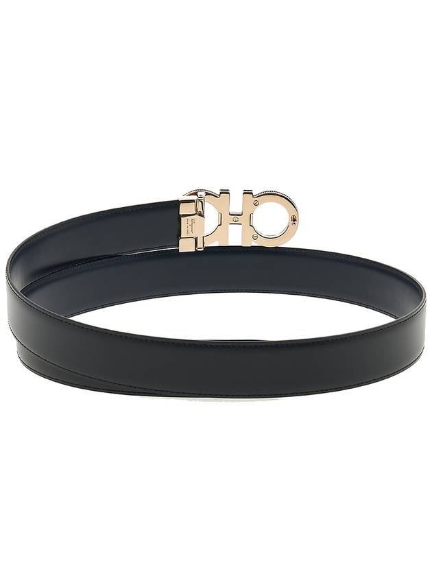 Reversible Gancini Leather Belt Black - SALVATORE FERRAGAMO - BALAAN 5