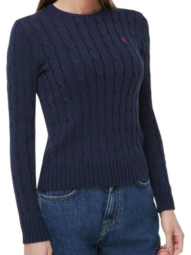 Embroidered Logo Pony Cable Knit Top Navy - POLO RALPH LAUREN - BALAAN 3