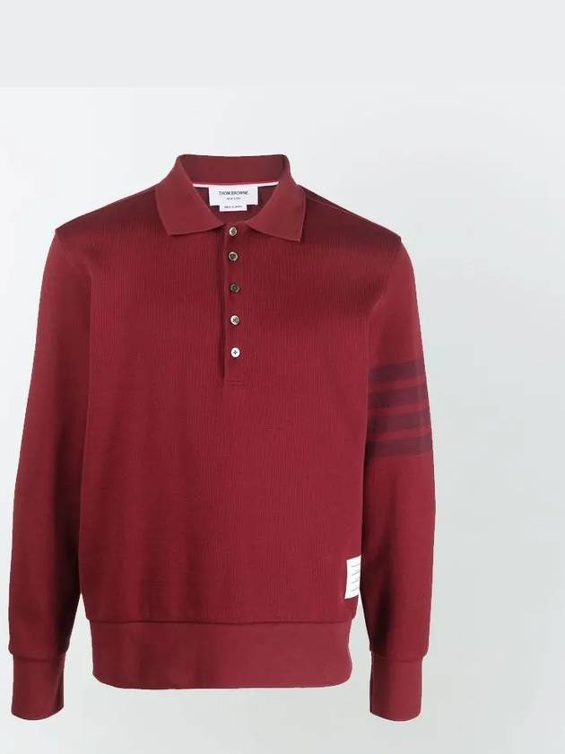 Bar Stripe Knit Polo Shirt Red - THOM BROWNE - BALAAN 2