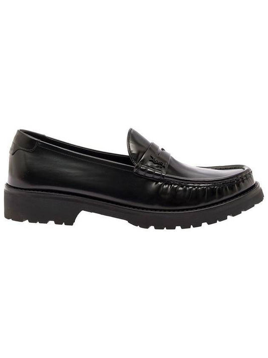 Monogram Leather Loafers Black - SAINT LAURENT - BALAAN 1