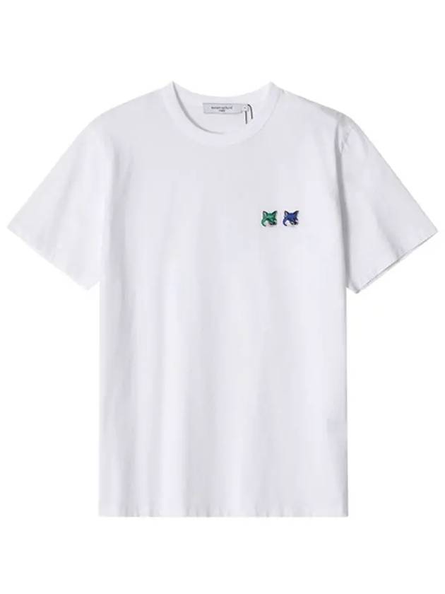 Double Monochrome Fox Head Patch Classic Short Sleeve T-Shirt White - MAISON KITSUNE - BALAAN 2