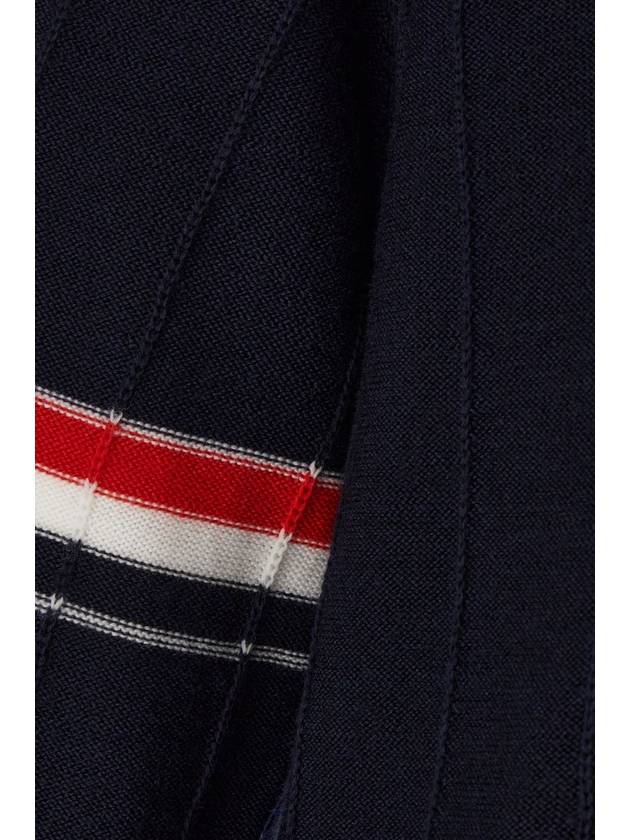 RWB V-neck Striped Virgin Wool Cardigan Navy - THOM BROWNE - BALAAN 5