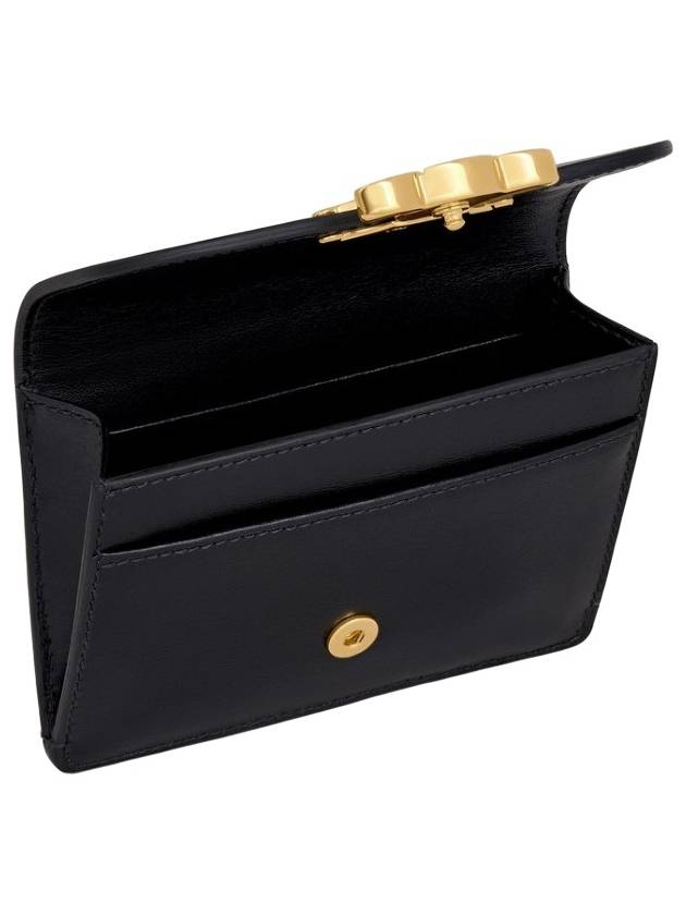 Triomphe Shiny Calfskin Flap Card Wallet Black - CELINE - BALAAN 6