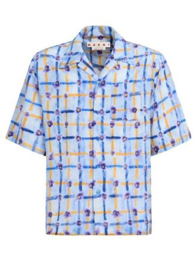 Print Habotai Silk Short Sleeve Shirt Light Blue - MARNI - BALAAN 2