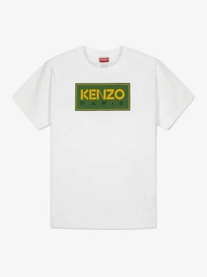 Women's Paris Logo Loose Cotton Short Sleeved T-Shirt White - KENZO - BALAAN 2