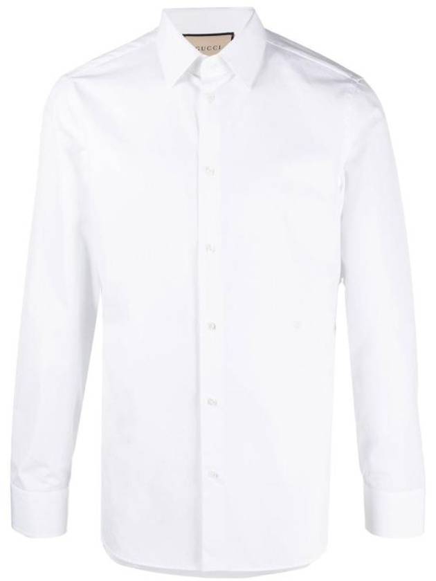 Double G Cotton Silk Long Sleeve Shirt White - GUCCI - BALAAN 2