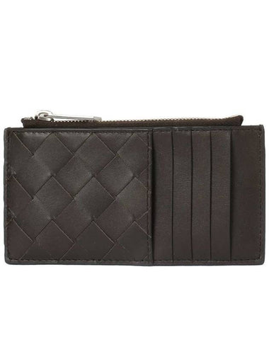 Intrecciato Zipper Card Wallet Dark Brown - BOTTEGA VENETA - BALAAN 1