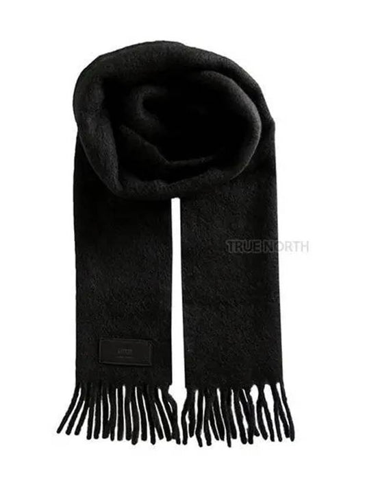 USF417 AA0003 001 Logo Alpaca Wool Scarf Black 1061028 - AMI - BALAAN 1