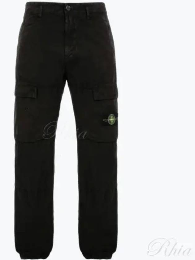 Logo Twill Cotton Cargo Track Pants Black - STONE ISLAND - BALAAN 2