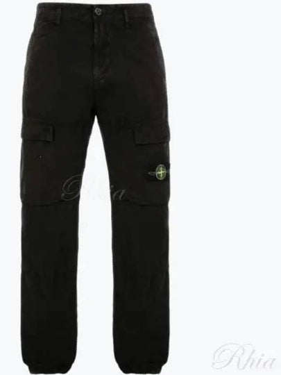 Logo Twill Cotton Cargo Track Pants Black - STONE ISLAND - BALAAN 2