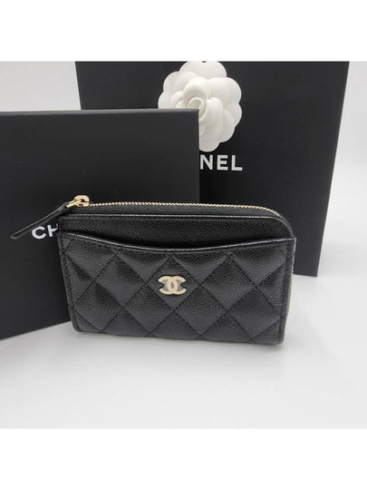 CC Logo Gold Hardware Caviar Zipper Card Wallet Black - CHANEL - BALAAN 2