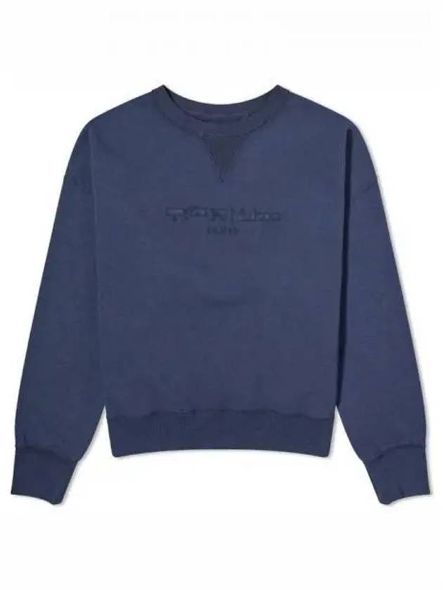 Reverse Logo Crew Neck Cotton Sweatshirt Blue - MAISON MARGIELA - BALAAN 2