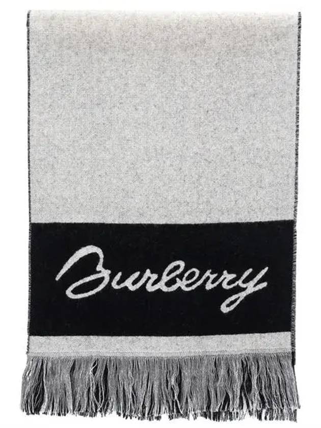 EKD Logo Wool Scarf Black - BURBERRY - BALAAN 2