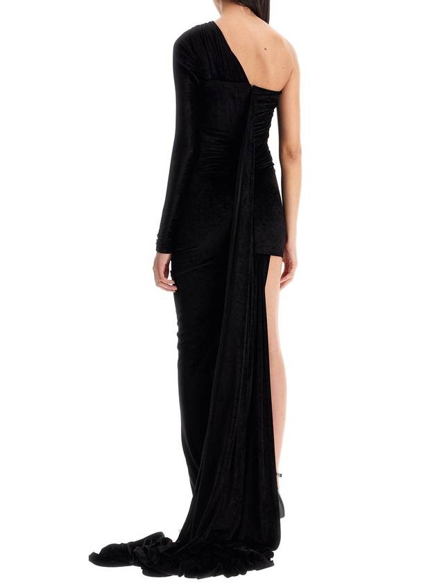 One Shoulder Velvet Long Dress Black - BALENCIAGA - BALAAN 4