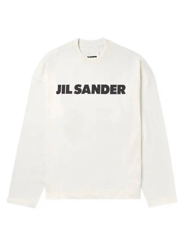 Logo Print Cotton Long Sleeve T-Shirt White - JIL SANDER - BALAAN 3