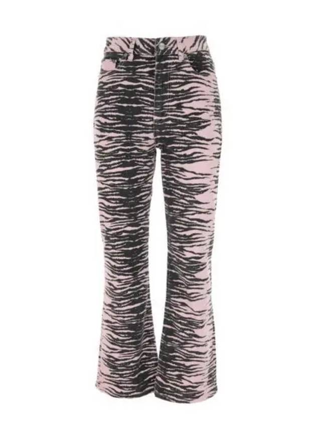 Tiger crop denim pants light pink J1049 - GANNI - BALAAN 1