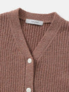 Boucle Ribbed Crop Cardigan Dusty Wine - NOIRER FOR WOMEN - BALAAN 11