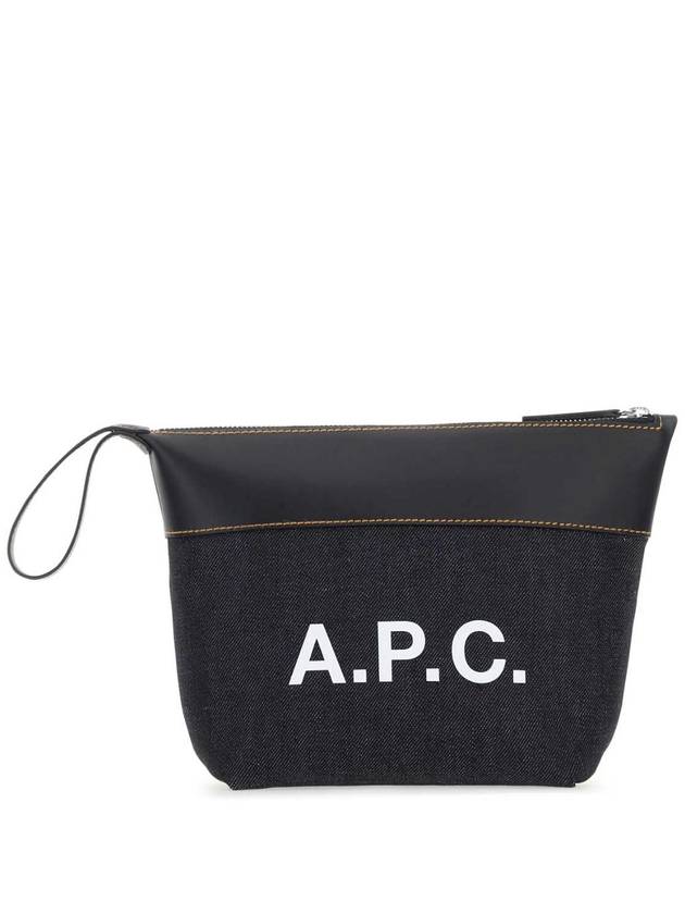 Axel Logo Denim Leather Pouch Bag Dark Navy - A.P.C. - BALAAN 2