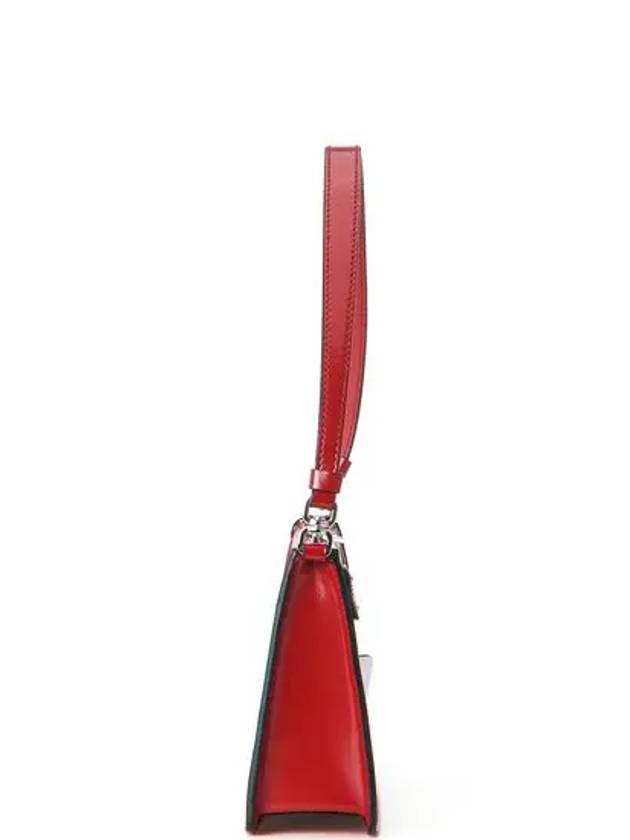 triangle logo brushed leather mini bag red - PRADA - BALAAN.