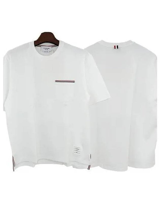 three stripe pocket short sleeve t shirt white 1094472 - THOM BROWNE - BALAAN 1