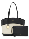 Charming Leather Canvas Tote Bag Black Nude - SALVATORE FERRAGAMO - BALAAN 4